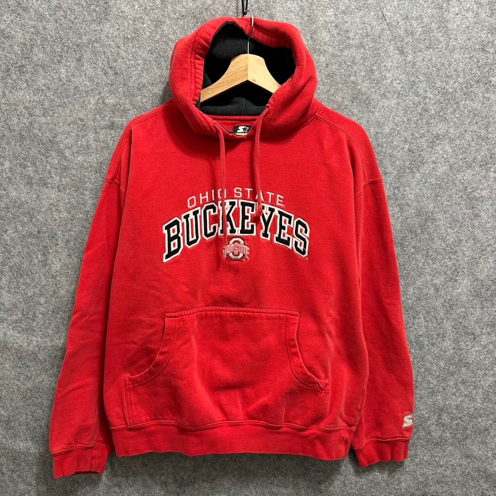 Starter Hoodie Mens Large Red Ohio State Buckeyes Y2K Sport Pullover Sweatshirt